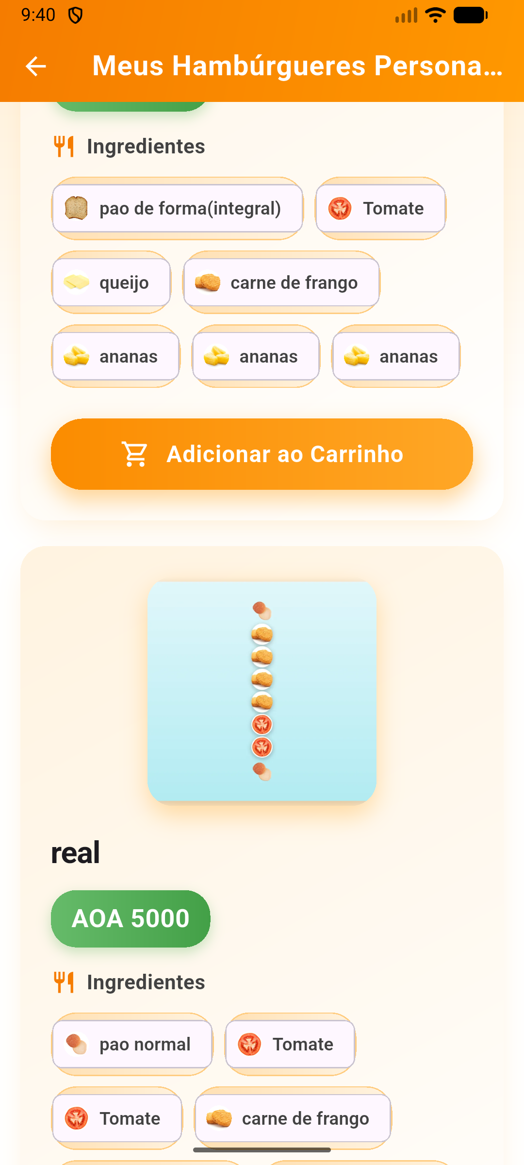 Moburger App Interface